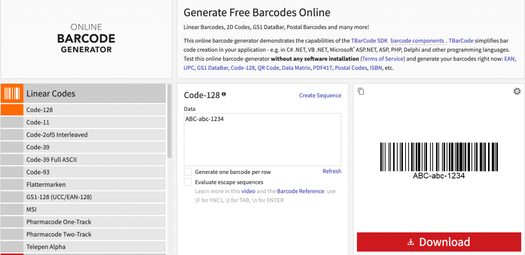 Barcode Generator.