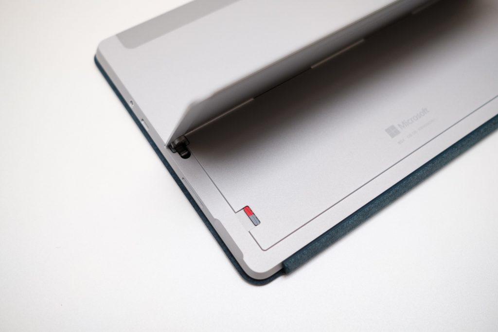 Surface Go Review - the kickstand tilts up to reveal a microSD card slot