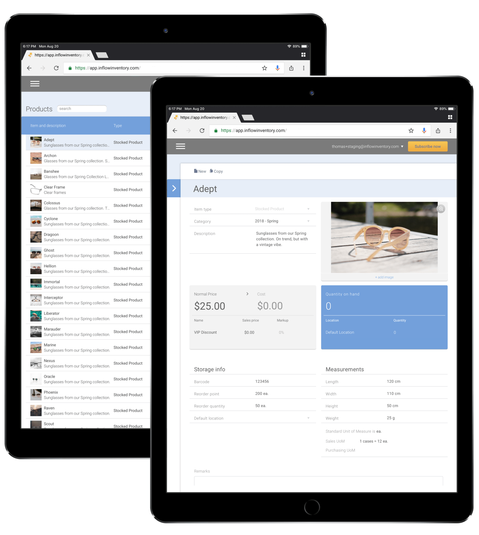inFlow Cloud’s web app now works better on tablets