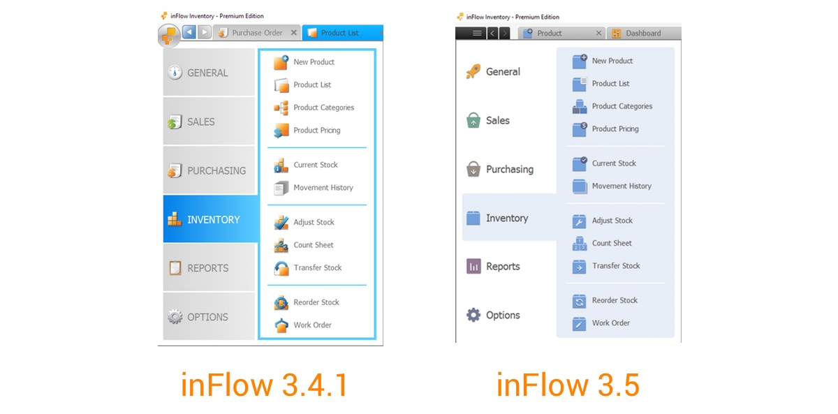 inFlow 3.5_menu comparison