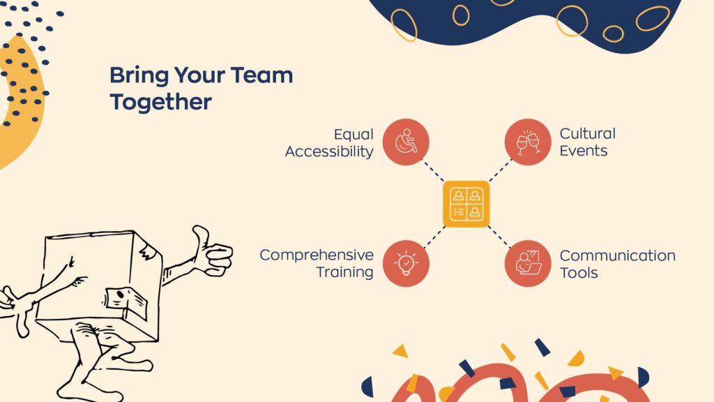 Bring your team together with equal accessibility, cultural events, comprehensive training, and communication tools.