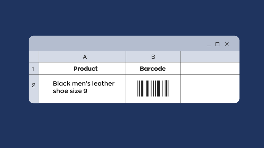 Example of how to create barcodes using an excel instead of an inventory management system.