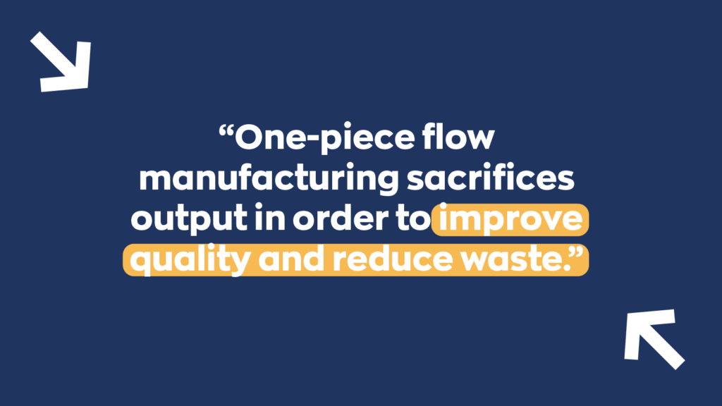 One-piece flow manufacturing sacrifices output in order to improve quality and reduce waste